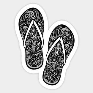 Decorative Pair of Flip-flops with Doodle Ornament Sticker